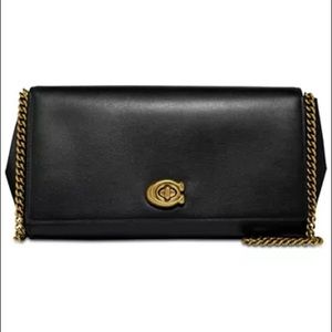 Coach Alexa Black Leather Turnlock Clutch